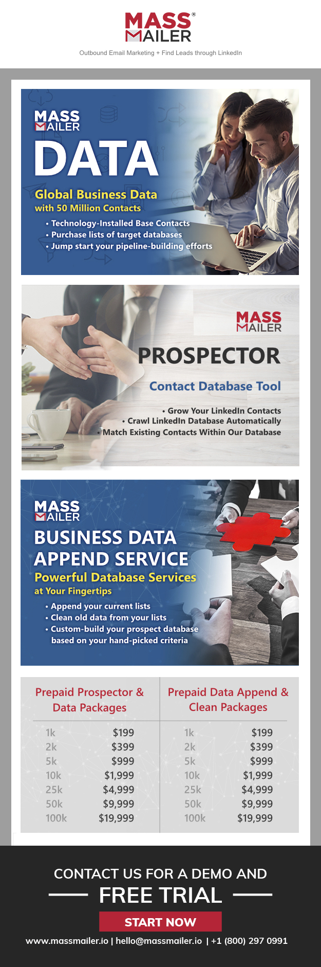 MassMailer B2B Contact Database & Prospecting Platform + Data Append Services