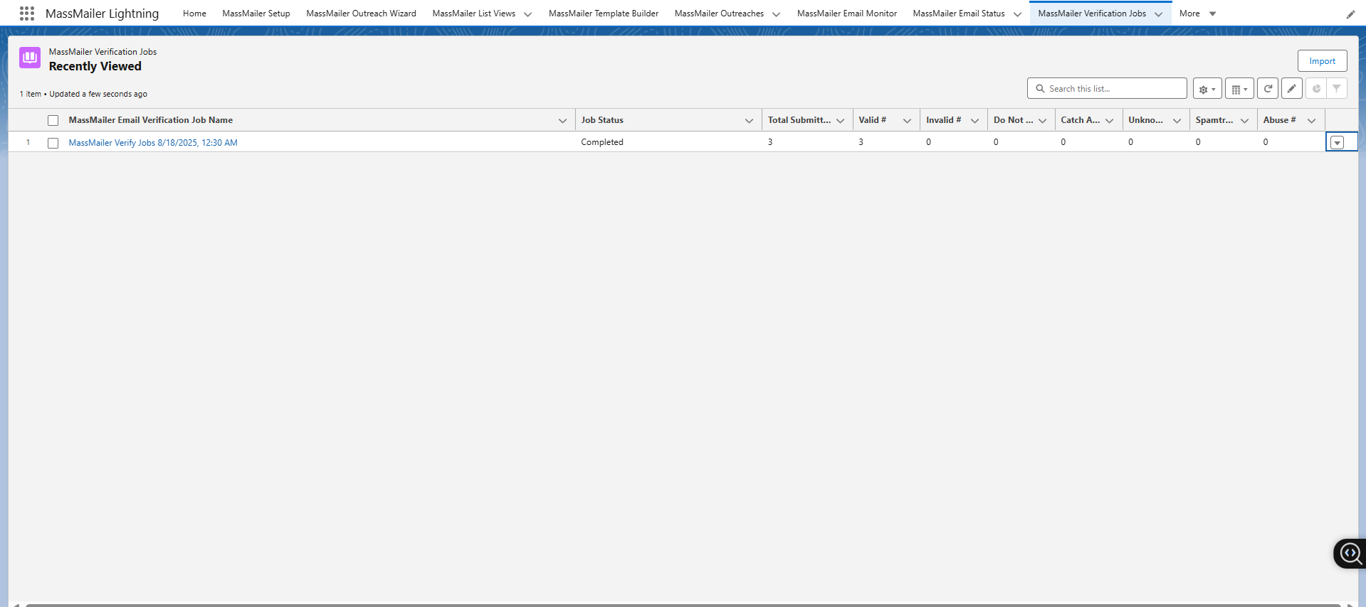 Verification of emails using MassMailer