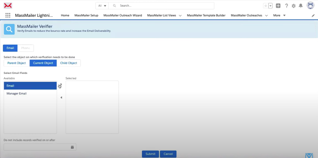 MassMailer email verifier view