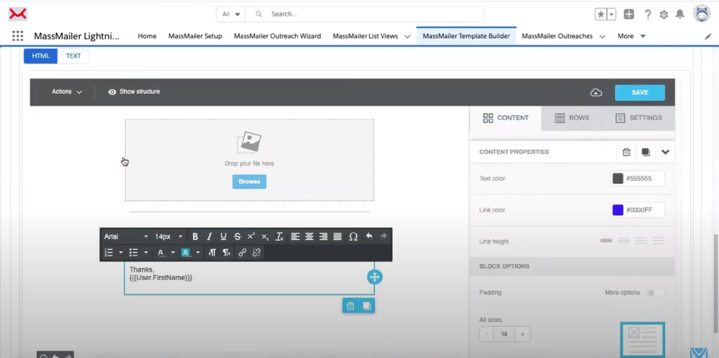 Personalizing MassMailer template
