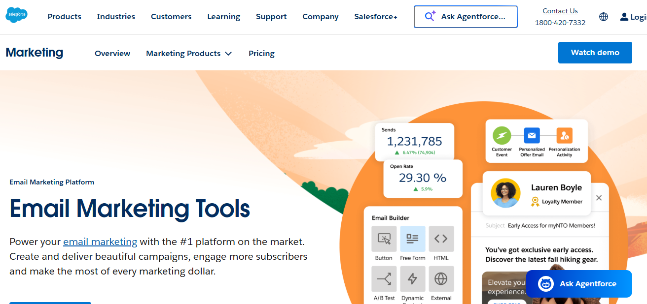 Salesforce Email Marketing Cloud homepage