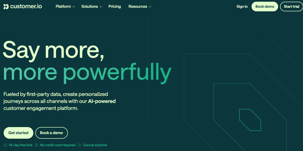 Customer.io homepage