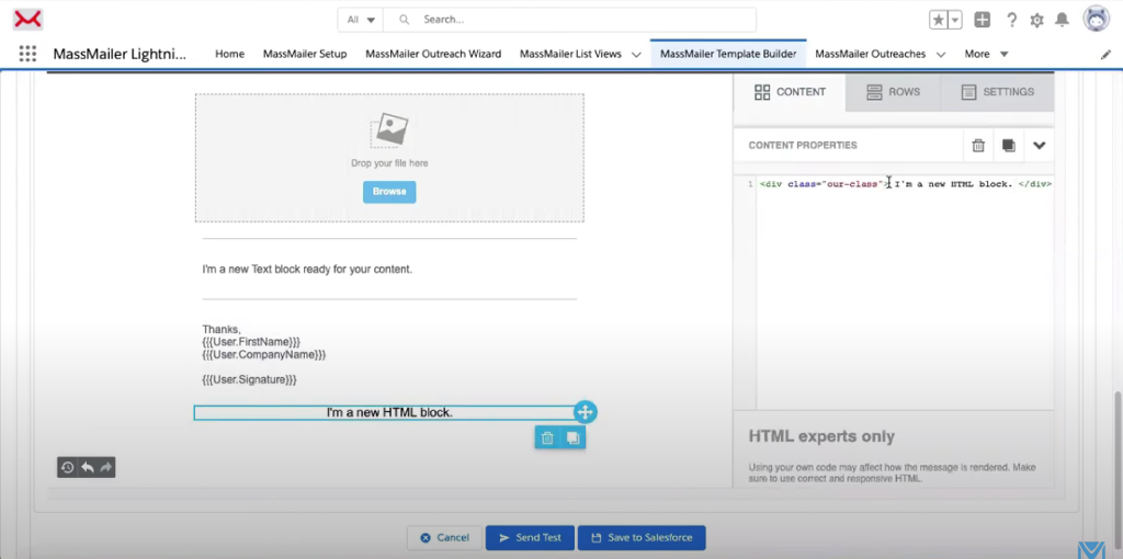 Template builder - html codes