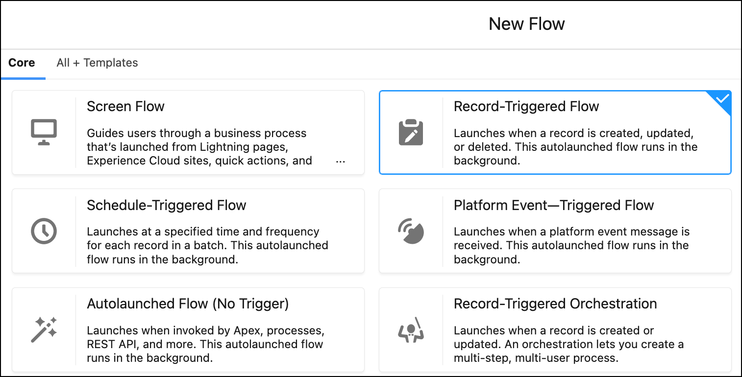 Screenshot showing Flow Builder Process